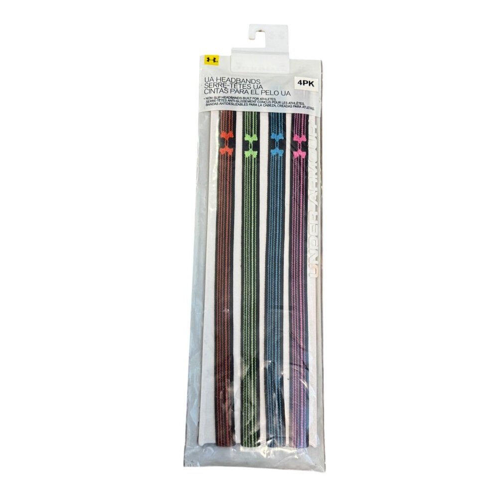 Under Armour Elastic Headbands Womens 4-Pack Durable Stretch Assorted Colors Adj